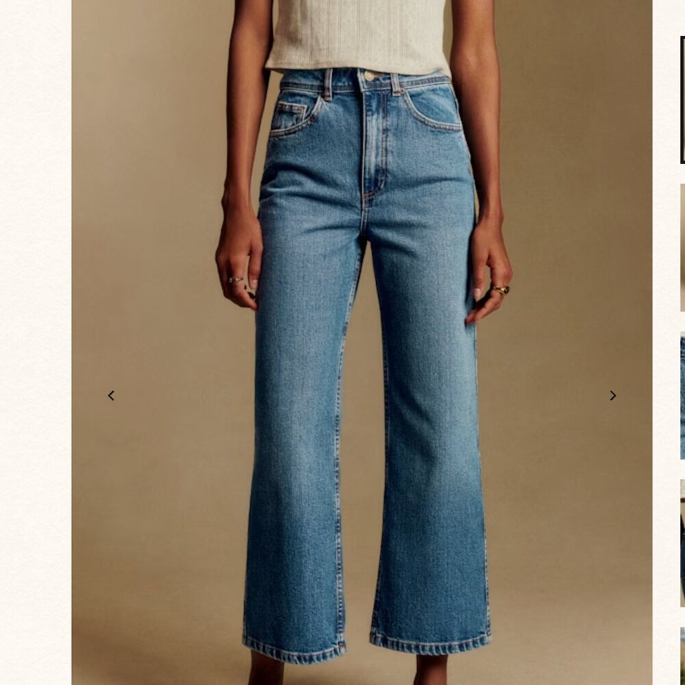 Sezane Le Crop Denim Blue Jeans Size 6 NWOT